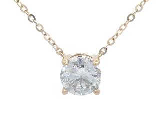 NEW! 1 Carat Diamond Round Solitaire Pendant Adjustable Necklace in 14k Gold