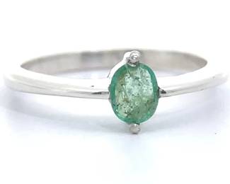Oval Natural Emerald Solitaire Ring