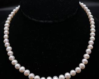 Classic White Cultured Pearl Single Strand Necklace