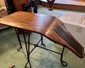 Antique wooden shoeshine stand