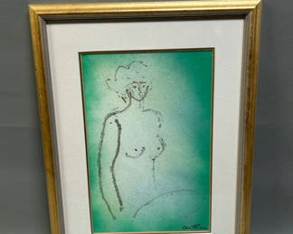 Lot 3: Mix-Media Nude Lady Painting