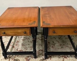 Lot 34: A Pair of Hitchcock Stenciled Lacquered End Tables