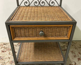 Lot 32: Pier One Rattan Metal One Drawer Stand