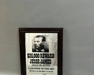 Lot 21: Jesse James Wanted Poster Bar Mirror