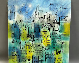 Lot 47: Cityscape Painting on Porcelain