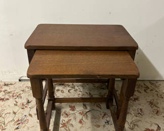 Lot 49: A Set of Two Solid Oak Nesting Tables