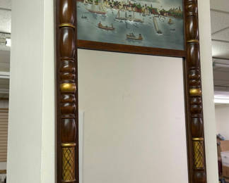 Lot 33: Hitchcock Painted Giltwood Eglomise Trumeau Wall Mirror