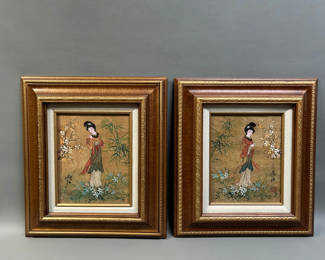 Lot 2: Oriental Watercolor Paintings on Cork