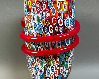 Lot 6: MCM Millefiori Art Glass Vase