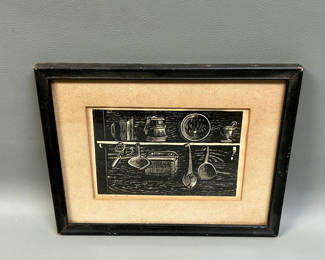 Lot 22: Signed Anna Hoghan 1921-2017 Engraving Titled: "Early American"