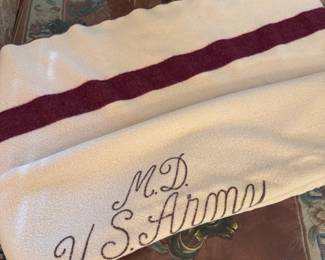 #109 - $48 - US Army wool blanket dated 1944-  81x57 great condition 
