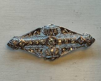 #37 - Antique Art Deco Brooch or pendant test platinum -Approx 1/2 ctw diam $1,800. 