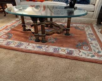 #58 - $160 - Glass top oval coffee table 54x32x17
