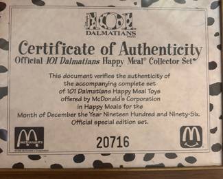 $60 McDonald 101 Dalmatian Happy Meal Collector Set