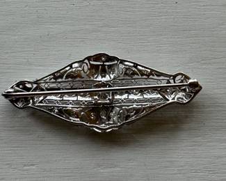 #37 - Antique Art Deco Brooch or pendant test platinum -Approx 1/2 ctw diam $1,800. 