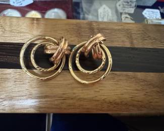 #133 - $250 - 14kt yellow & rose gold earrings marked.