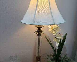 #28 - $100 - Pair of glass & silvered lamps 38"H