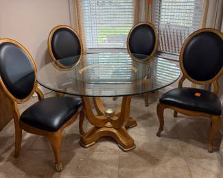 #20 -$ - Collezione Europa NJ Round glass table with 4 chairs 54"Round 
