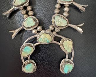 Sterling  & Turquoise Necklace $1100, Neck 20" & Pendant 3",131.60 gm sterling tested