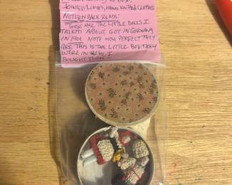 Late 1800's German Bisque minature dolls by Carl Horn in their original round container. The mans hat is usually missing when you find this couple. THE HAT IS HERE!!!