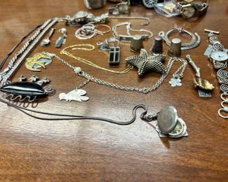 An assortment of mostly sterling silver jewelry!