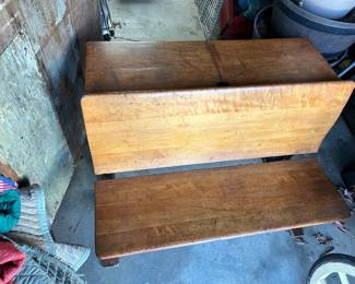 Double seater (with one ink well hole) 'skol' desk w/ seat.