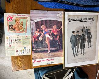 1956 Red Owl Calandar, 1985 Snap On Calandar, and on the right - "Ask the Man Who Weat Them" Eghemra.