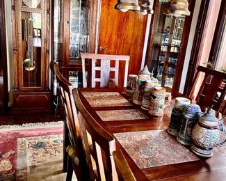 Traditional Style Oak Curio, Working Grandfather Clock & Area Floor Rug