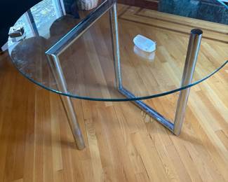 Mcm glass and chrome coffee table