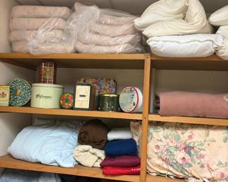 Pillows ,tin cans, and blankets,