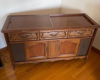 Vintage stereo cabinet with built in turntable