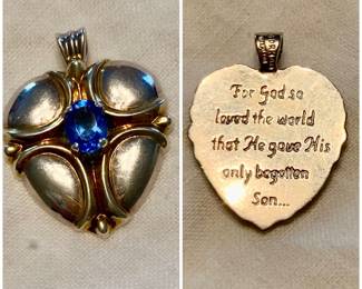 Item #28 - Gorham Sterling Heart w Blue Stone Pendant $30