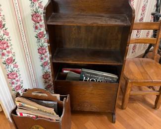 vintage bookshelf and magazine rack 