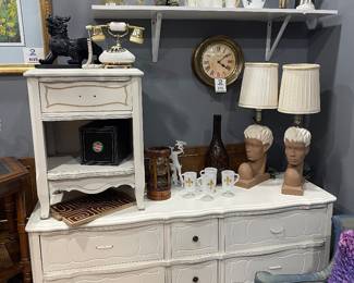 French Provincial style dresser And MCM Lamps