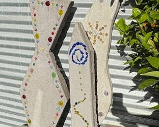 Cement and glass art sculptures