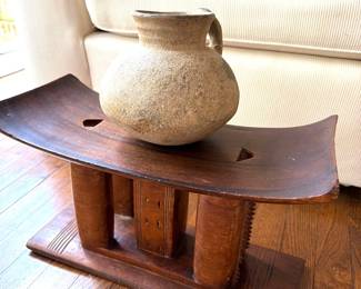 Ashanti bench w/ ancient jar