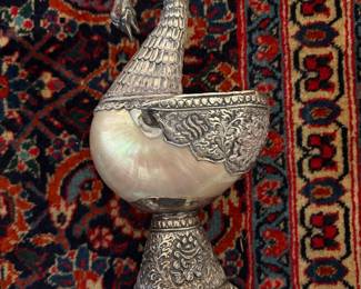Mother of pearl and silver swans (pair)