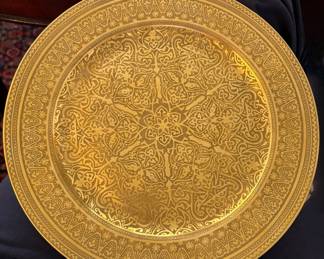 Pair/Limoges gilt cabinet plates