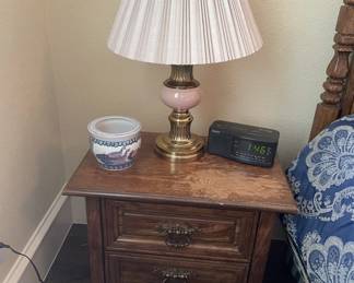 Lamp, night stand & misc
