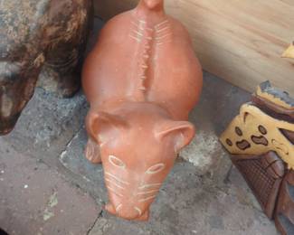 handcrafted terracotta clay pig figurine