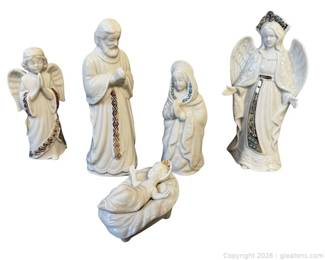 Vintage 1993 Lenox Nativity Set with Mary Joseph Baby Jesus and 2 Angels