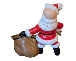 Atlantic Mold Ceramic Santa Claus Figurine with Bell Bag Sack Christmas Planter 70s