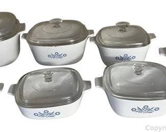 Vintage 7 Piece Corningware Blue Cornflower Casserole Set with Lids