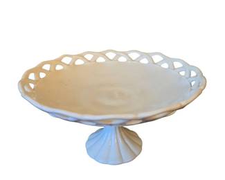 White Milk Glass Pedestal Fruit Bowl