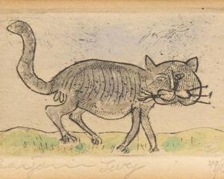SIGNED CAT ETCHING, SIGNED AND NUMBERED 49/150