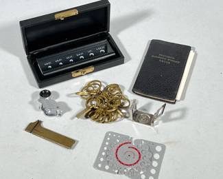 JEWELER'S ACCESSORIES LOT: PRECISION DIAMOND WEIGHT GAUGE, KARLAN & BLEICHER RING GAUGE, RING SIZERS