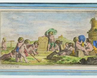 CHARLES-NICOLAS COCHIN (FRENCH, 1715-1790) HAND-COLORED ETCHING