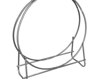 TUBULAR METAL LOG HOLDER DOUBLE RING FIREWOOD RACK