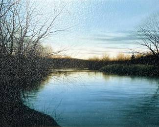 CONTEMPORARY (21ST CENTURY) GICLEE PRINT, POND AT TWILIGHT