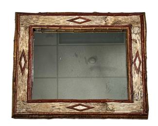 RUSTIC BIRCH BARK AND TWIG FRAME MIRROR